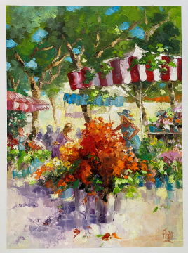 Roger FAGES - la fleuriste sous les platanes